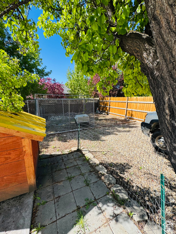View of yard with a fenced backyard