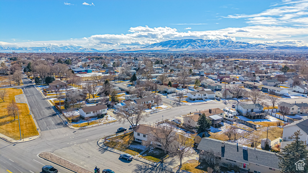 Aerial view featuring a mountain view