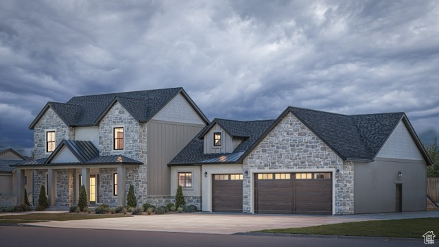 View of front of house with a garage