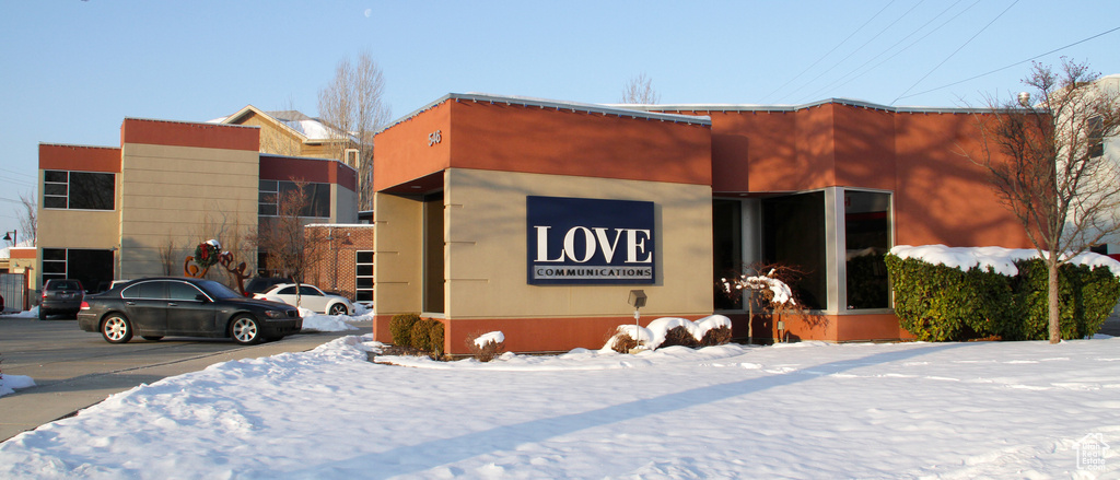 View of snow covered building
