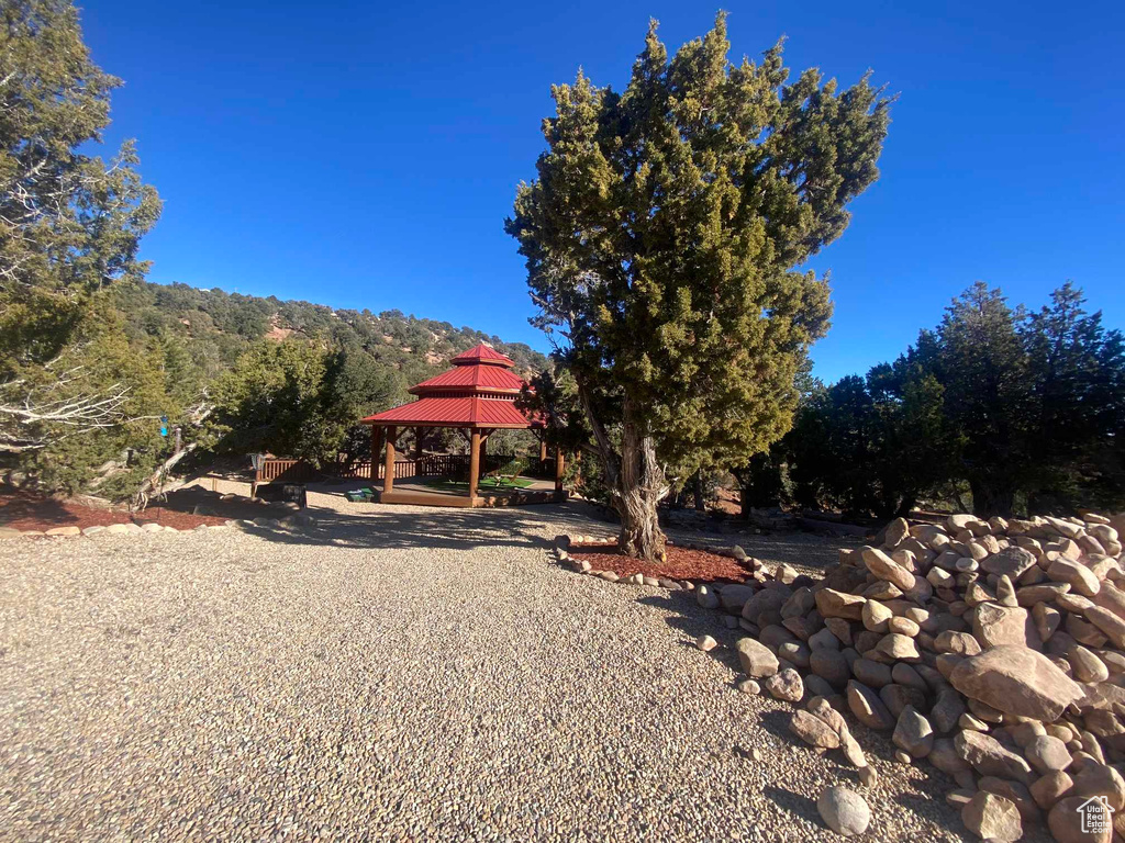 View of yard featuring a gazebo