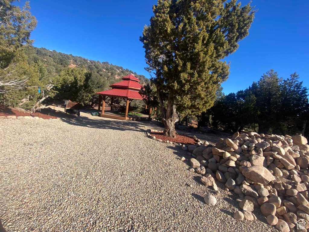 View of yard featuring a gazebo