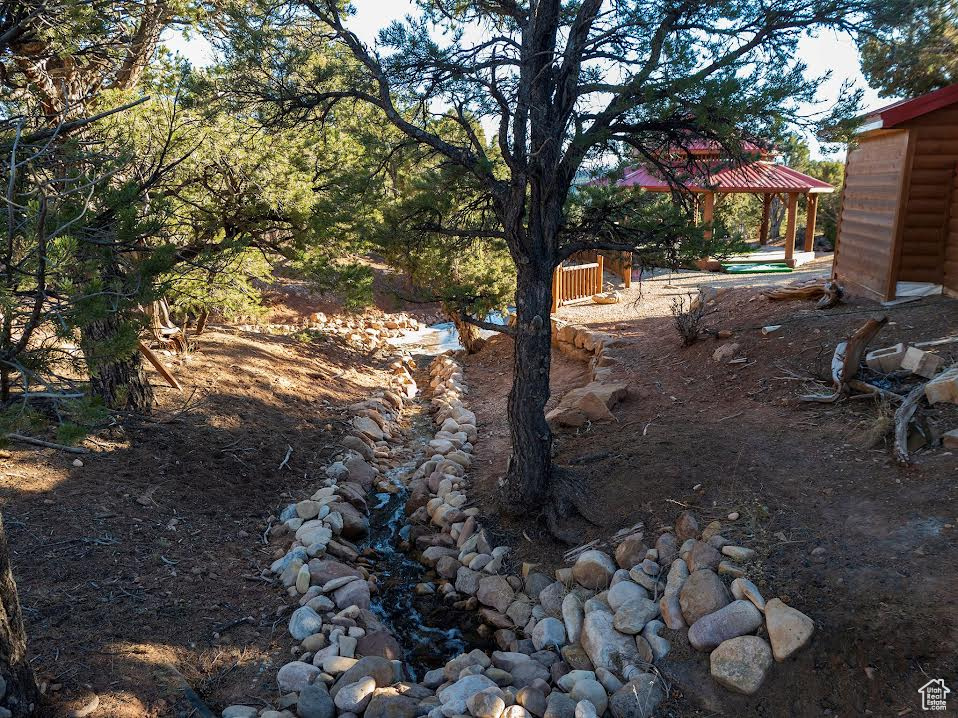 View of yard featuring a gazebo