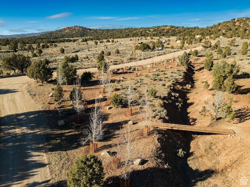 Drone / aerial view with a mountain view