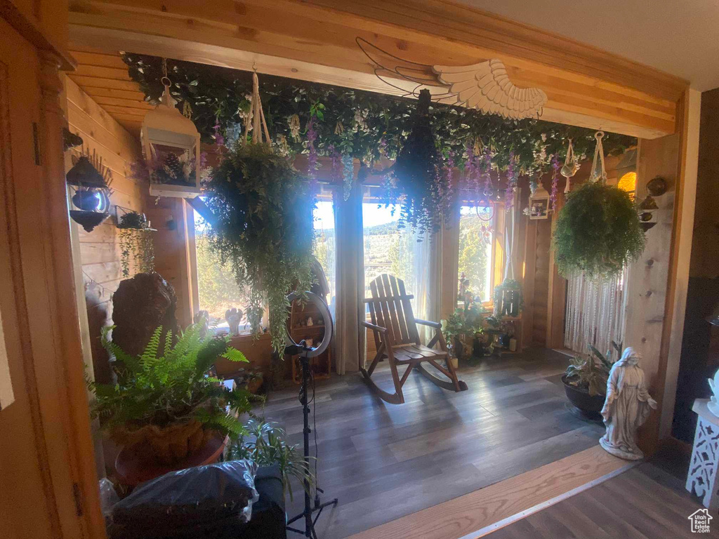 Sitting room with wood finished floors