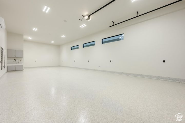Garage with a wall mounted AC