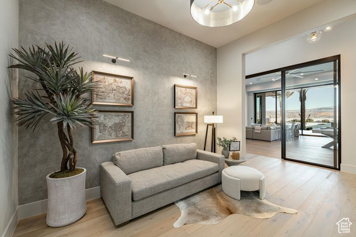 Living room featuring light hardwood / wood-style flooring