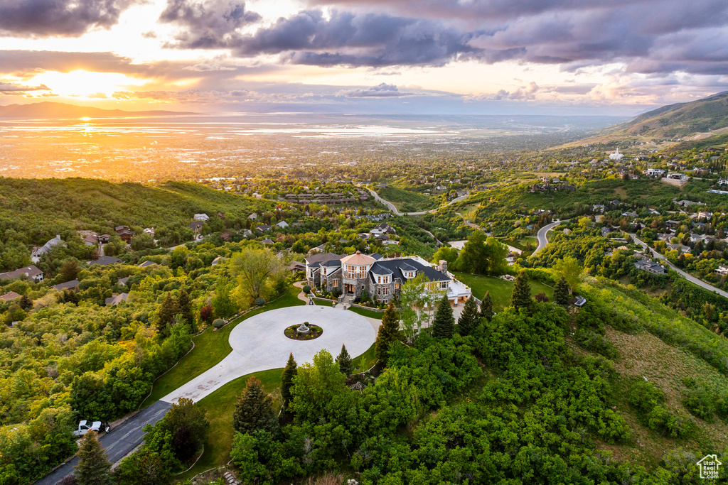 View of aerial view at dusk