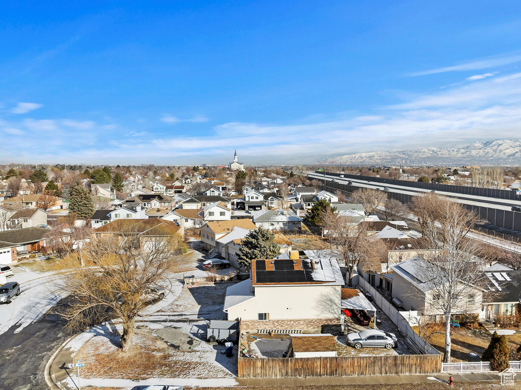 Drone / aerial view with a mountain view