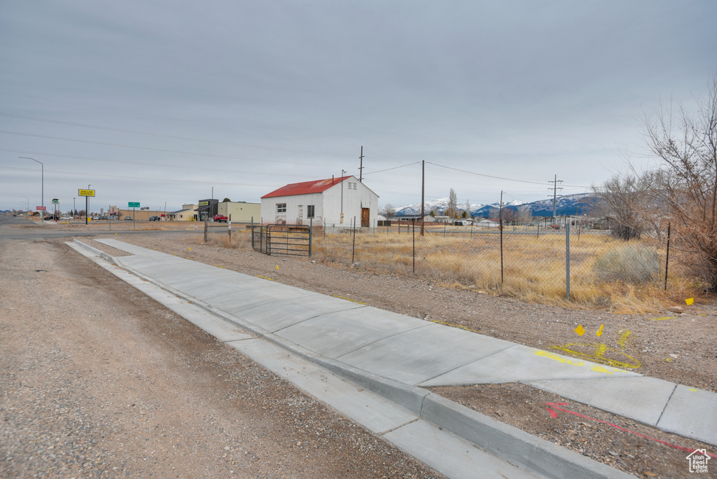 View of road with sidewalks and curbs