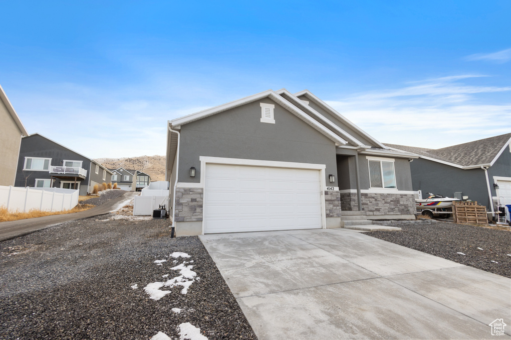 View of front of house with a garage