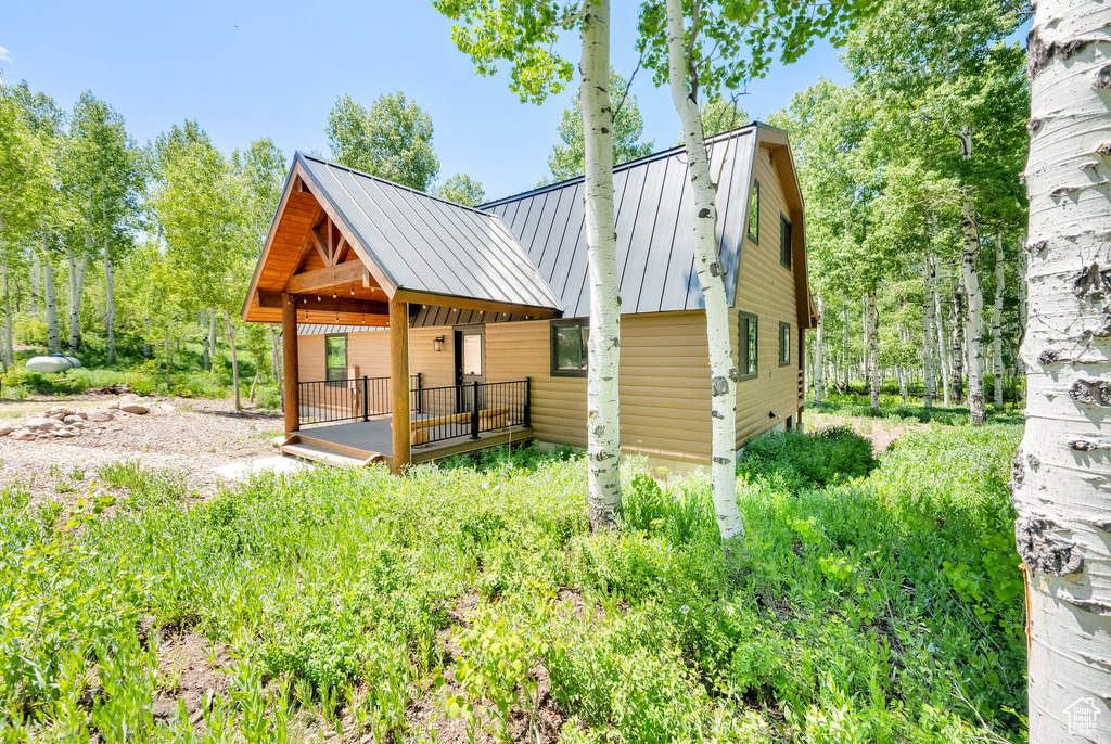 View of front of property with metal roof