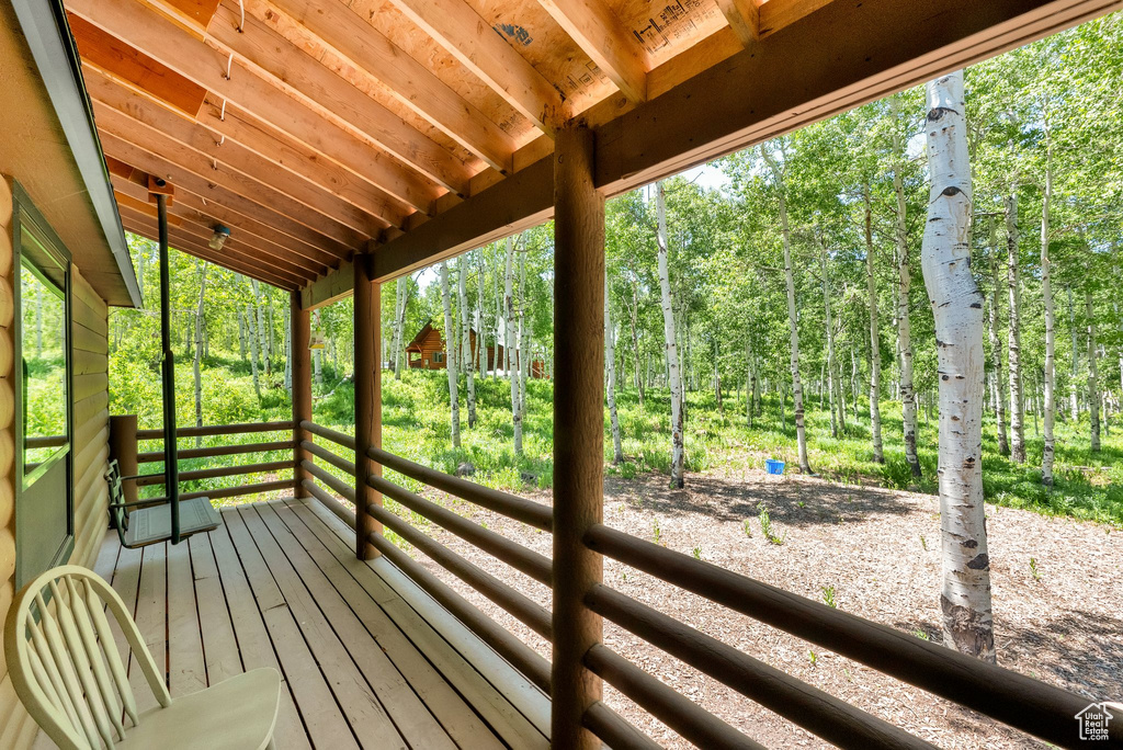 View of wooden deck