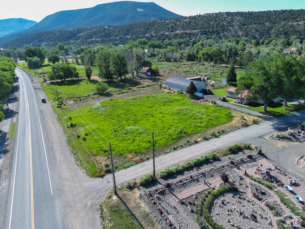 Aerial view of a mountainous background