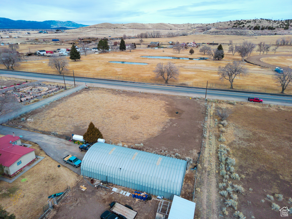 Aerial view featuring a mountain view
