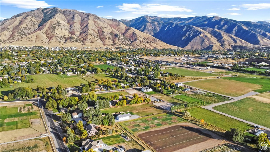 Birds eye view of property featuring a mountain view