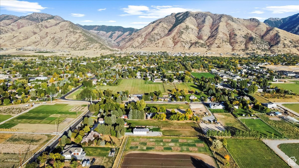 Birds eye view of property featuring a mountain view