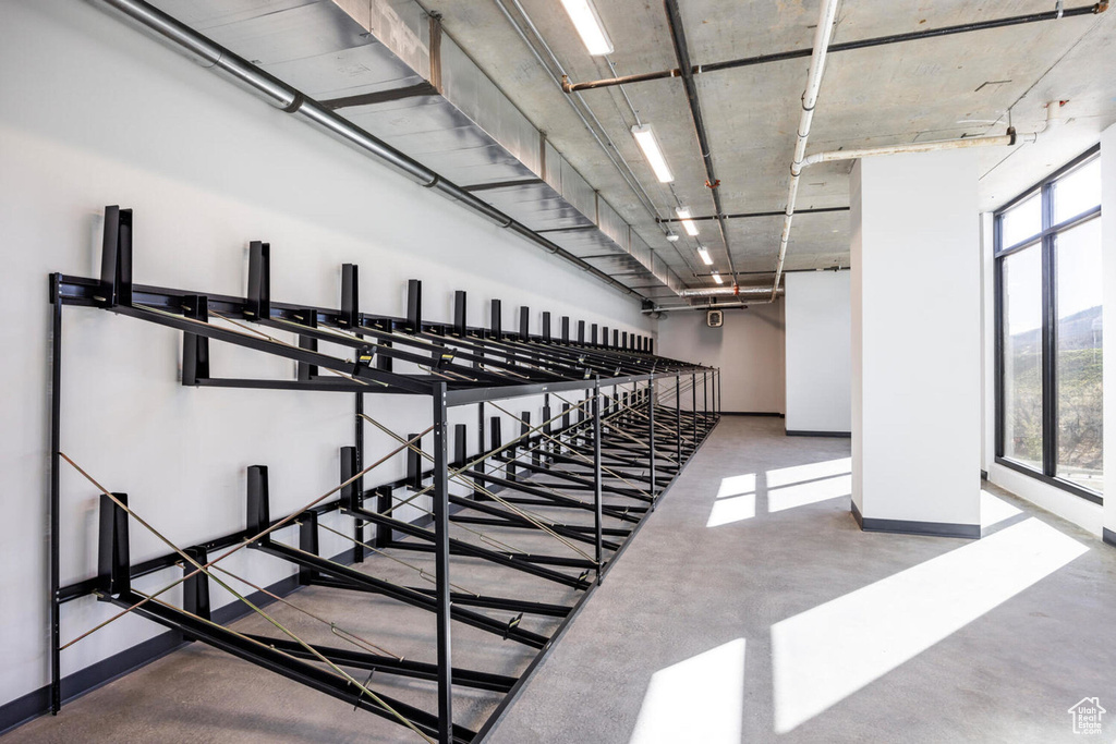 Interior space with concrete flooring