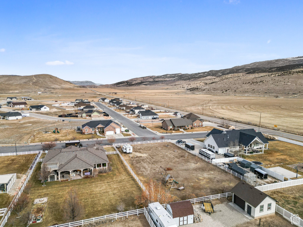 Bird's eye view with a residential view and a mountain view