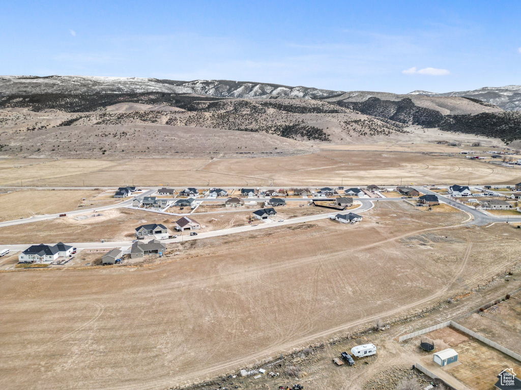 Aerial view featuring a mountain view