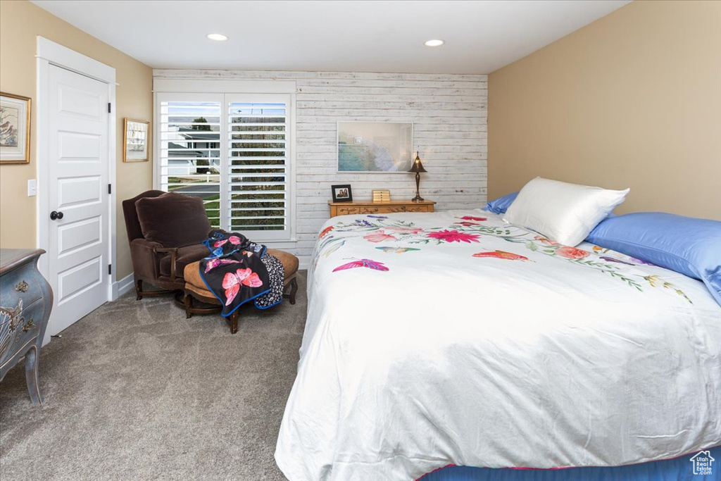Bedroom featuring recessed lighting and carpet flooring