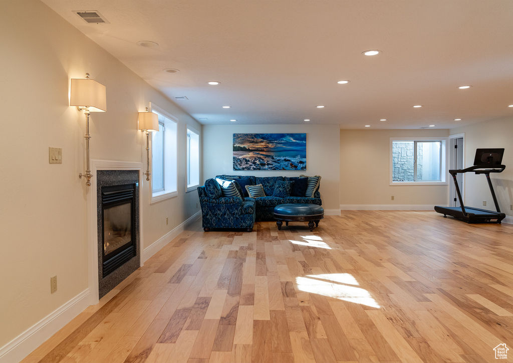 Living room featuring light wood-type flooring