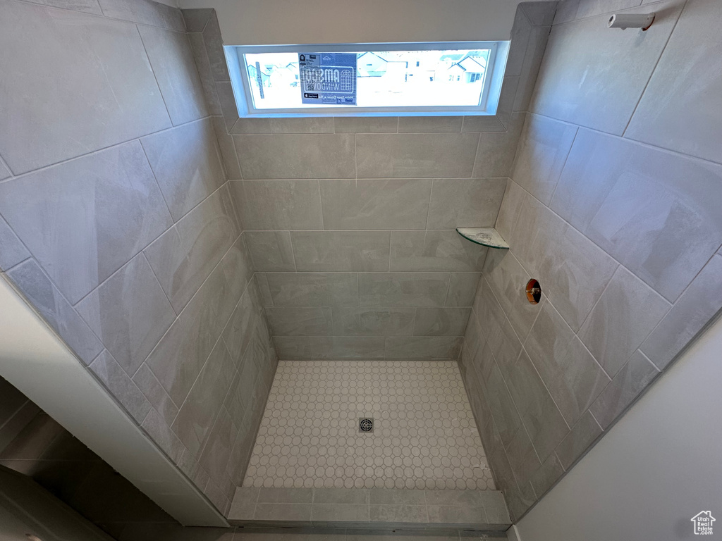 Full bathroom featuring tiled shower and plenty of natural light