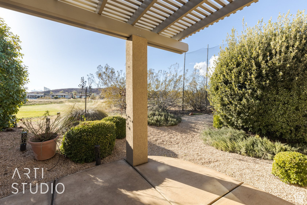 View of patio / terrace with a pergola