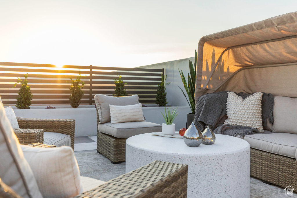 View of patio featuring outdoor lounge area