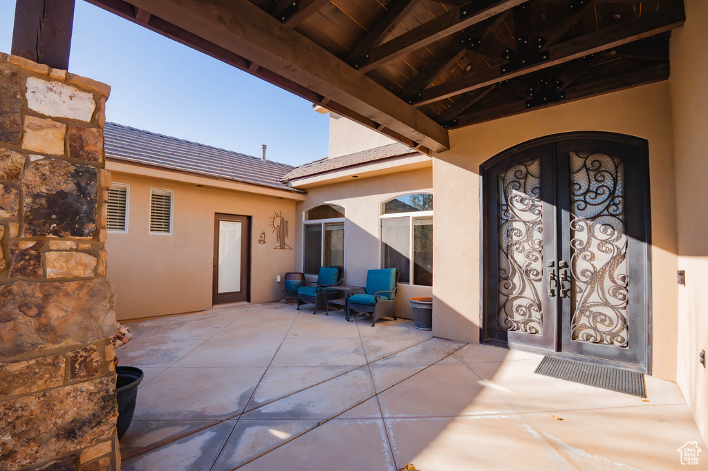View of patio with french doors