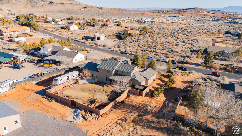 Aerial view with a residential view and a mountain view