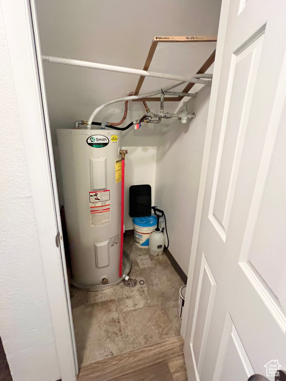 Utility room featuring electric water heater