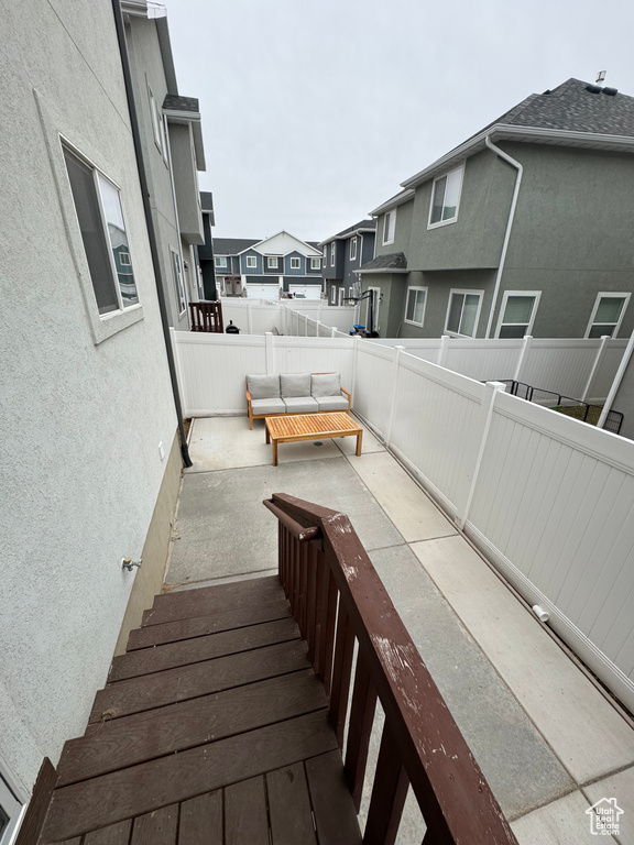 Stairs with a residential view
