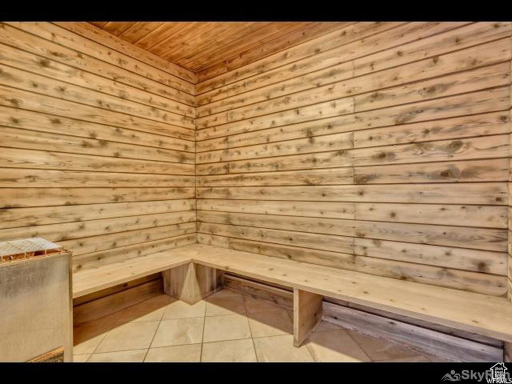 View of sauna / steam room featuring tile patterned flooring