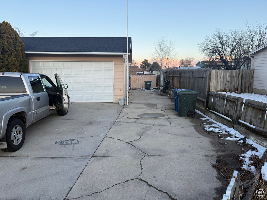 Garage with fence