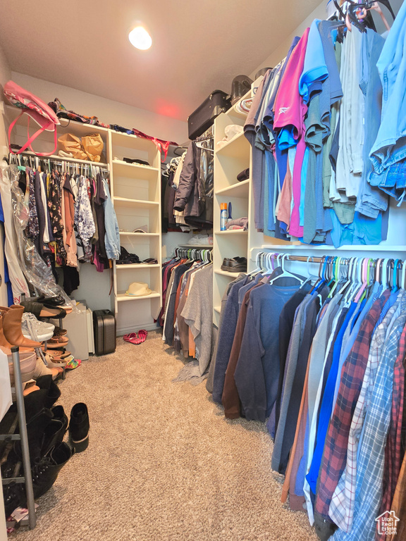 Walk in closet with carpet