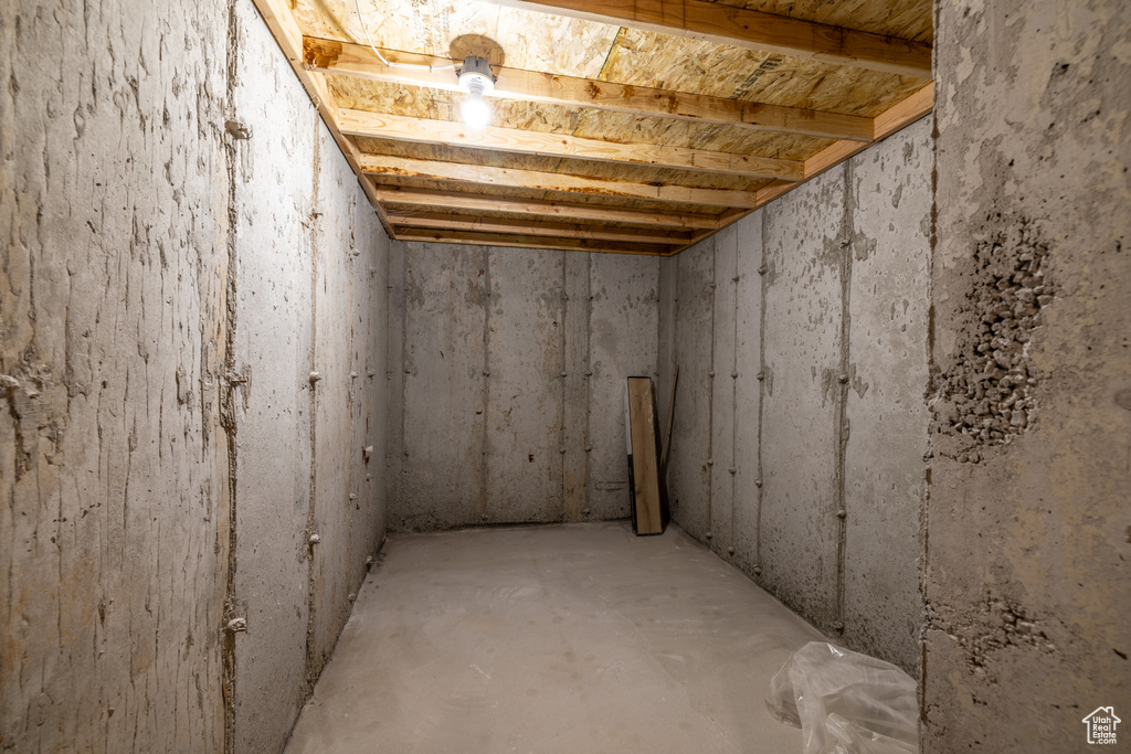 View of unfinished basement