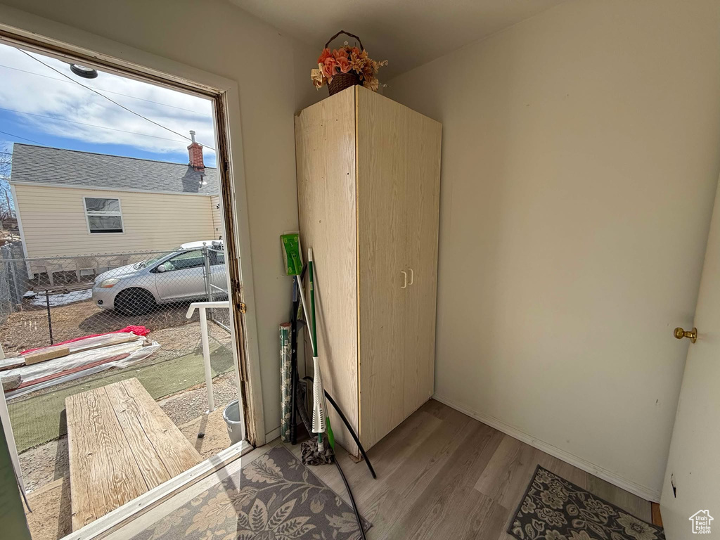 Interior space with light wood-style flooring