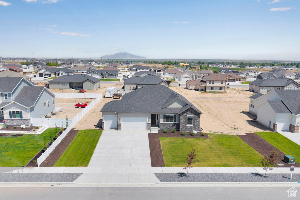 Aerial perspective of suburban area
