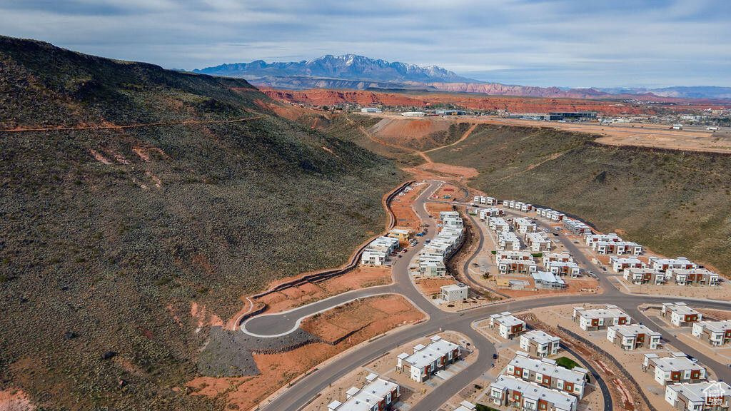 Aerial view featuring a mountain view