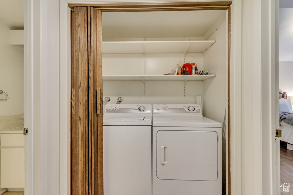 Laundry area featuring washing machine and dryer