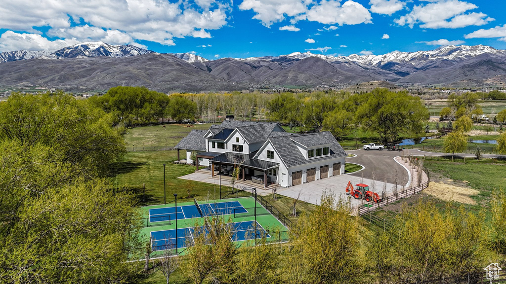 Bird\'s eye view featuring a mountain view