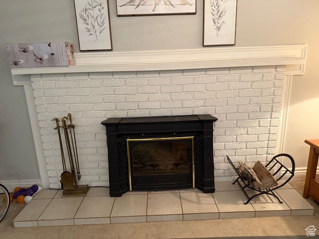 Detailed view of a fireplace