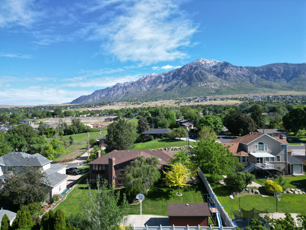View of mountain background with nearby suburban area