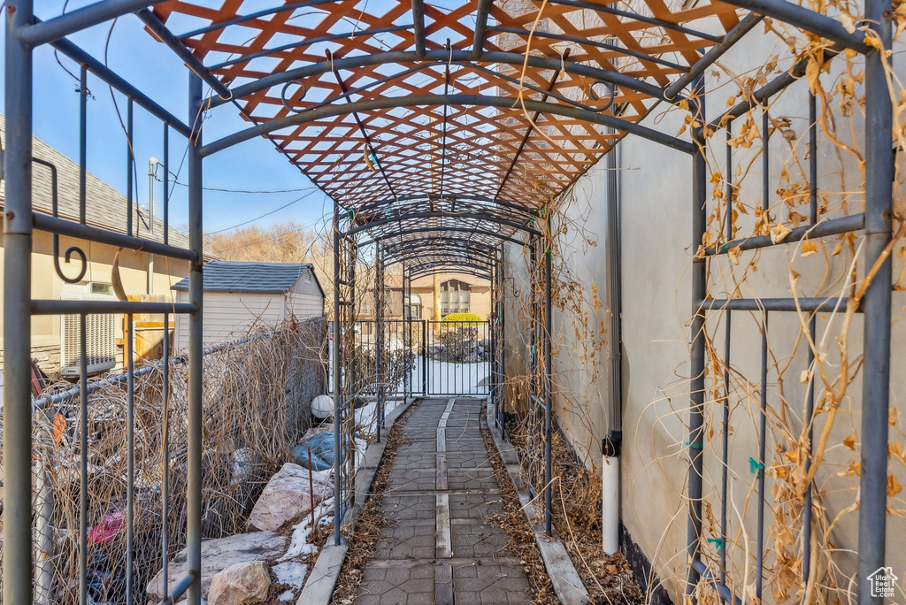 Exterior space featuring a gate