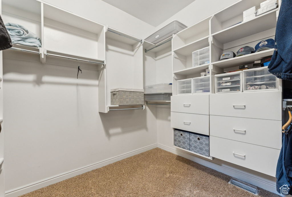 Walk in closet featuring carpet