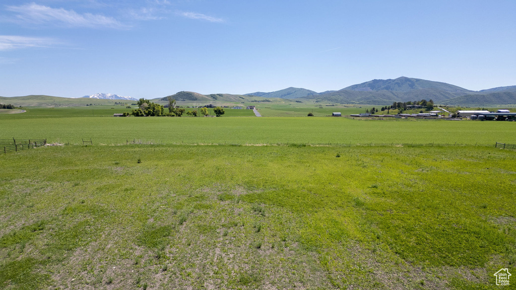 View of mountain background with rural landscape and a pastoral area