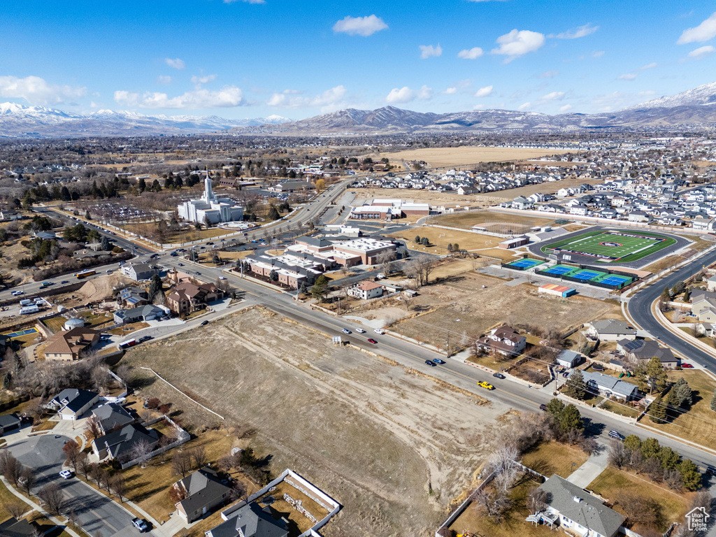 Drone / aerial view with a mountain view