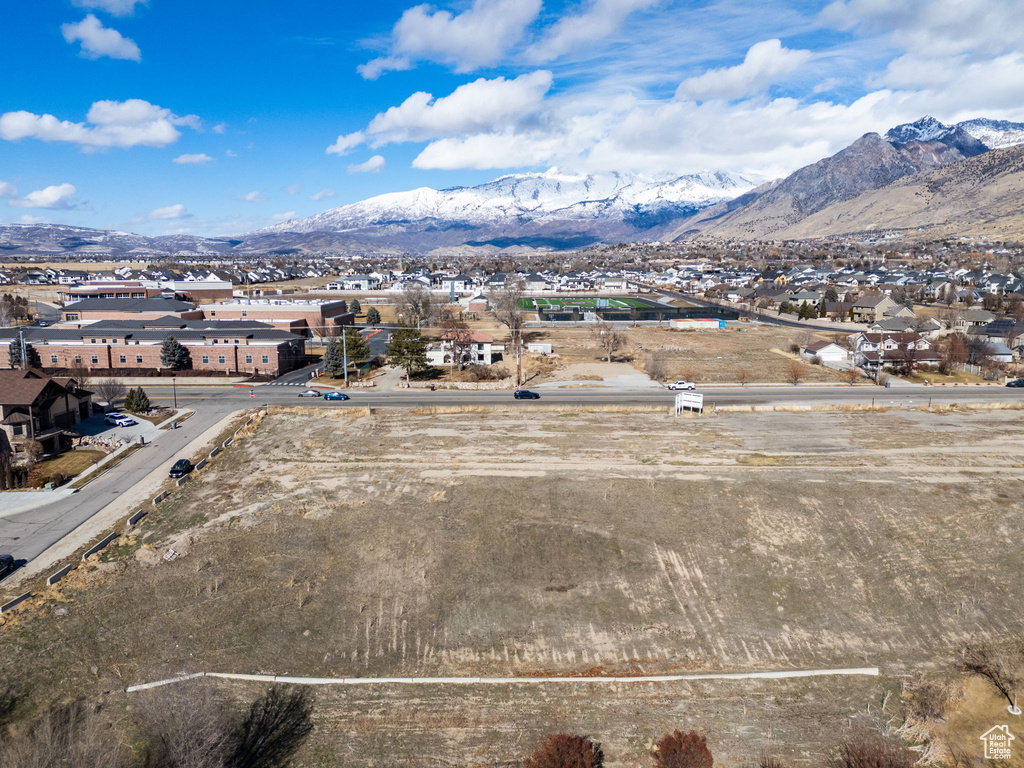 Aerial view featuring a residential view and a mountain view