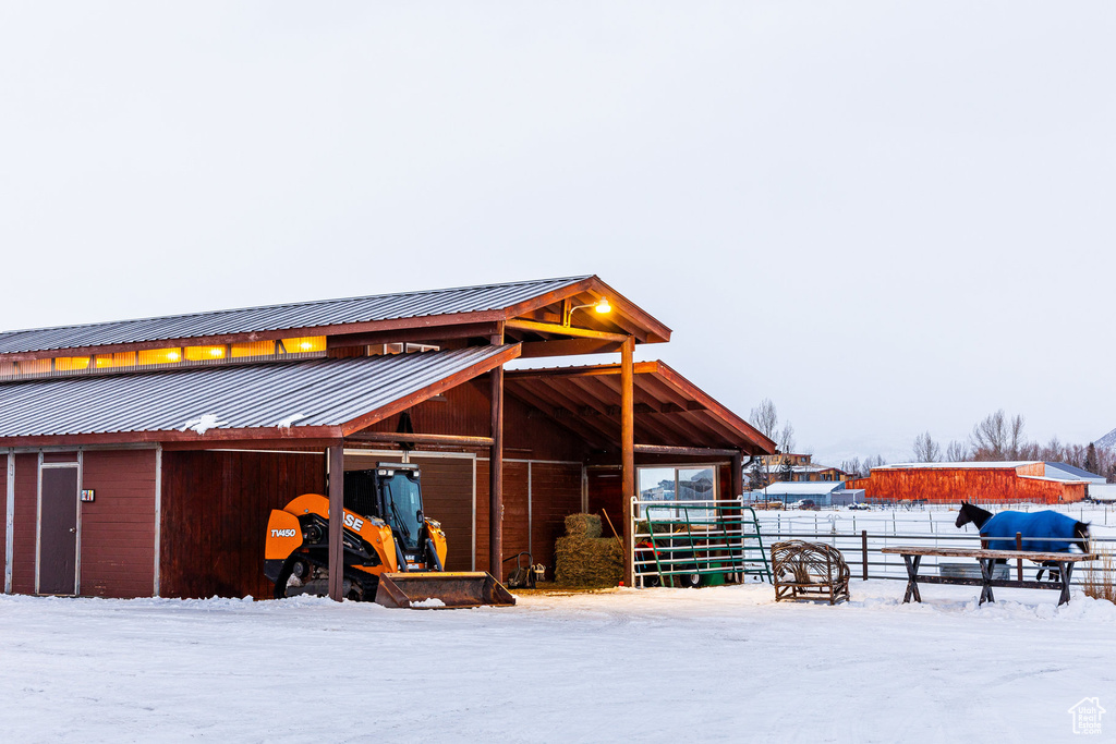 View of horse barn